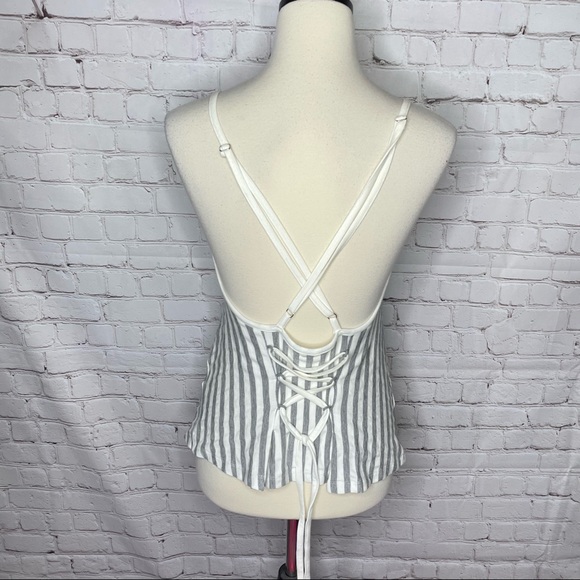Linea Domani Lace Up Corset Style Open Front Strappy Tank Top Medium Cottagecore - Picture 4 of 6